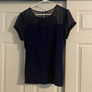 Navy Express sheer top blouse